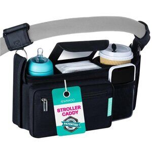 Stroller Caddy Organizer With Cup Holder, Non Slip Straps Bag for Phone